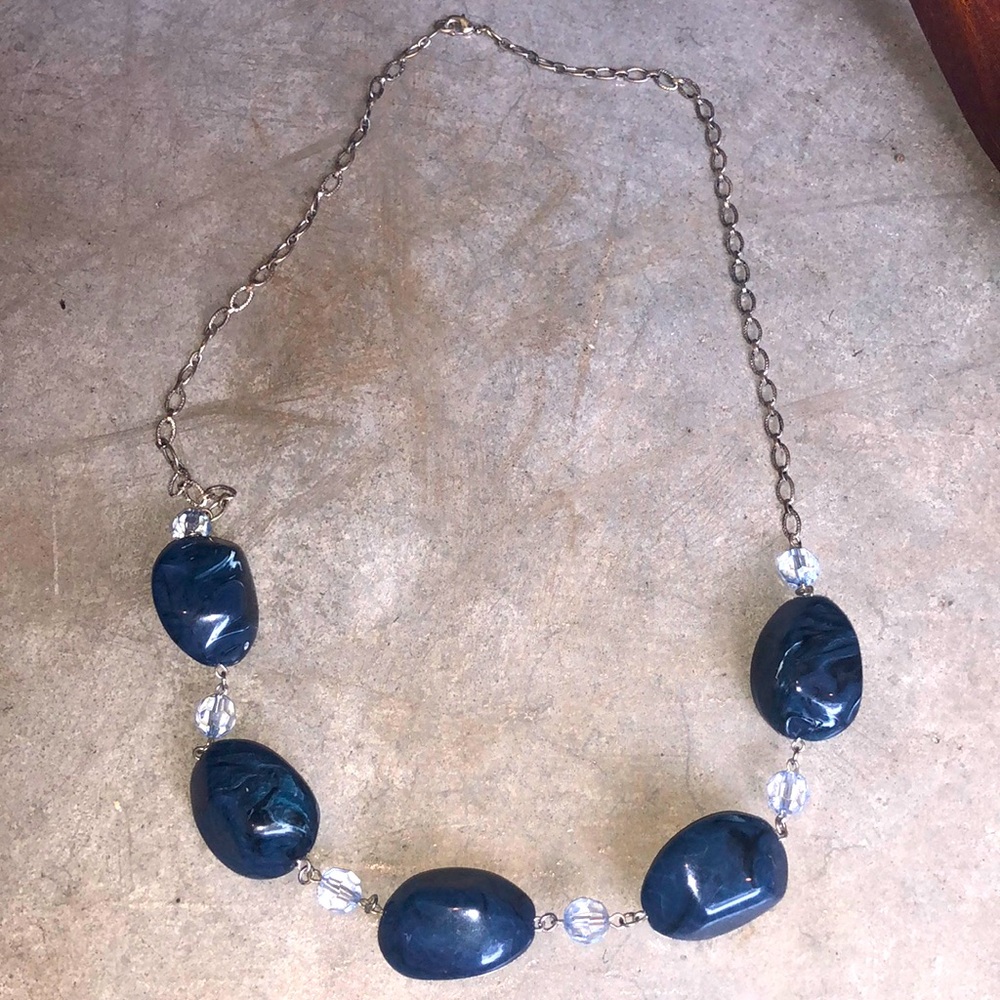 Ann Taylor Necklace. Blue stones. Silver chain